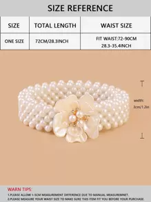 Flower Detail Faux Pearl Belt Elegant Summer, School