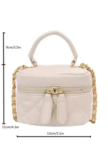 CONTAINEVERY Mini Quilted Chain Bucket Bag - White - View 4