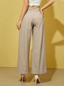 SHEIN Essnce Pantalones de pierna ancha de talle alto con cordón