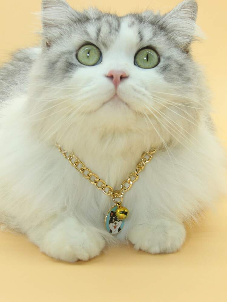 1 pieza Collar para mascotas con diseño de campana - Dorado - Añade 1