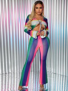 SHEIN SXY 撞色喇叭褲