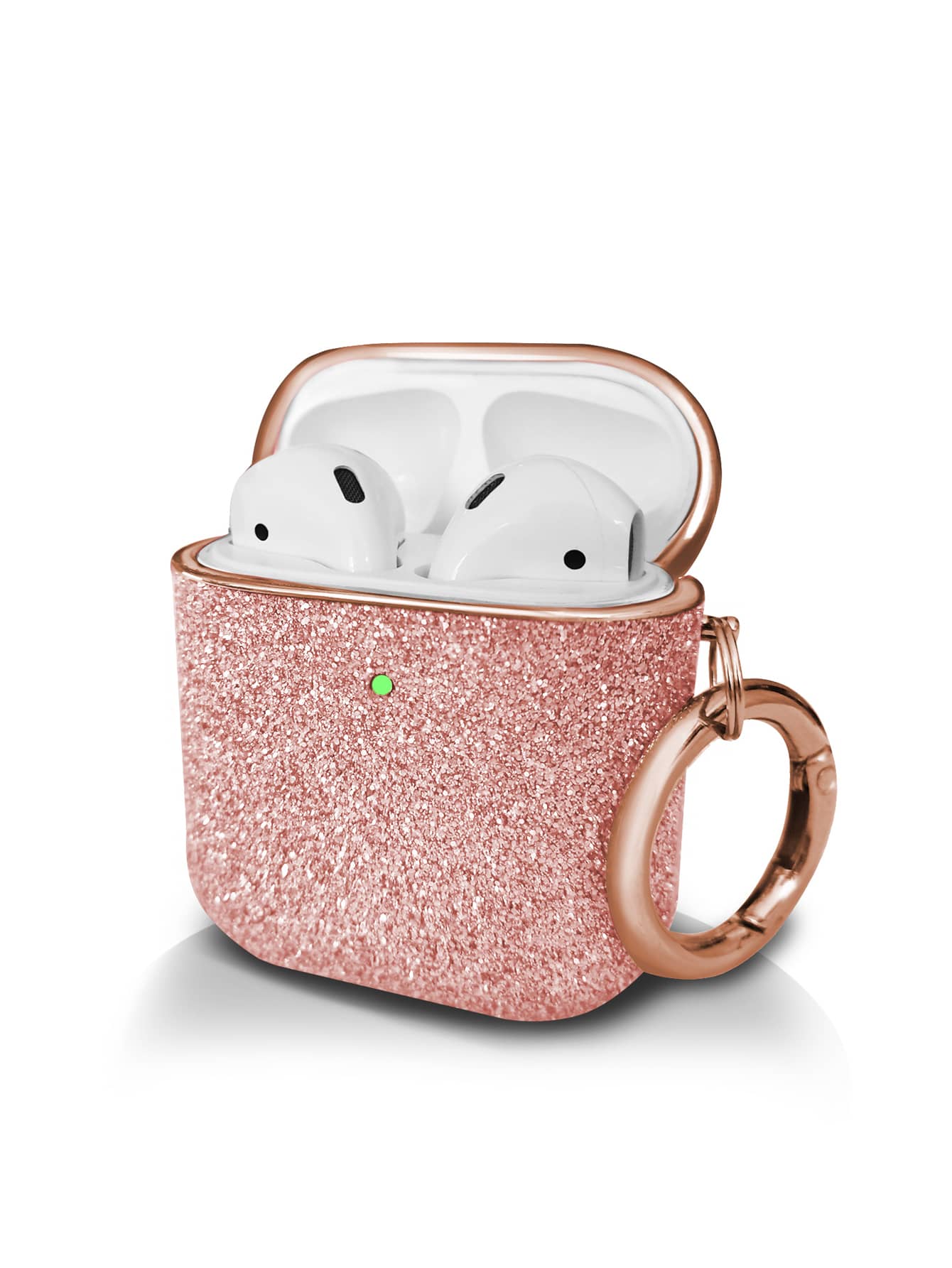 Capa Compatível com AirPods 1/2 e AirPods Pro, com Decoração de Strass Maçã Rosa e Brilho