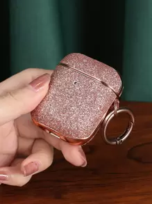 Capa Compatível com AirPods 1/2 e AirPods Pro, com Decoração de Strass Maçã Rosa e Brilho