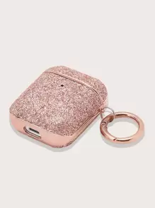 Capa Compatível com AirPods 1/2 e AirPods Pro, com Decoração de Strass Maçã Rosa e Brilho