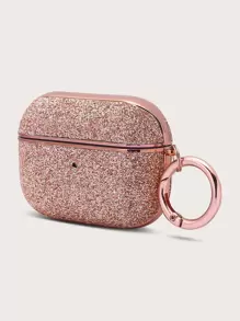 Capa Compatível com AirPods 1/2 e AirPods Pro, com Decoração de Strass Maçã Rosa e Brilho