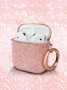 Capa Compatível com AirPods 1/2 e AirPods Pro, com Decoração de Strass Maçã Rosa e Brilho