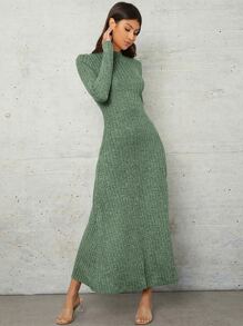 Mulvari Marled Knit Mock Neck Dress - Mint Green - View 1