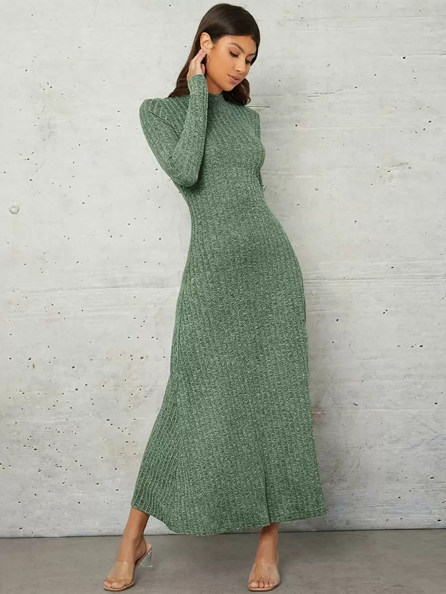 Mulvari Marled Knit Mock Neck Dress - Mint Green - View 1