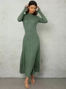 Mulvari Marled Knit Mock Neck Dress - Mint Green - View 3