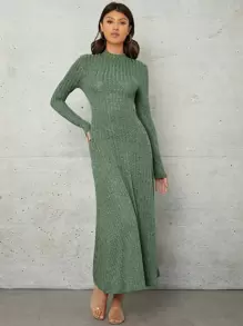 Mulvari Marled Knit Mock Neck Dress - Mint Green - View 4