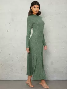 Mulvari Marled Knit Mock Neck Dress - Mint Green - View 5