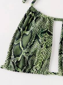 SHEIN Swim 2025 Beach Vacation Snakeskin Print Bikini scobit, Random Print Summer