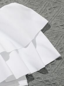 Tween Girl Floral Tiered Ruffle Hem Bikini Set With Beach Skirt Summer Beach - White - View 3