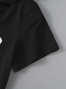 SHEIN Bộ thời trang bé trai Hoạt hình Giải trí - màu đen - Xem 4