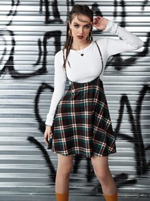 Tartan Pinafore Dress - Multicolor - View 1