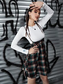 Tartan Pinafore Dress - Multicolor - View 4