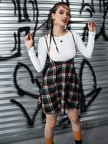 Tartan Pinafore Dress - Multicolor - View 5