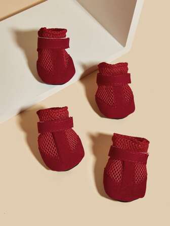 4入組素色寵物鞋子