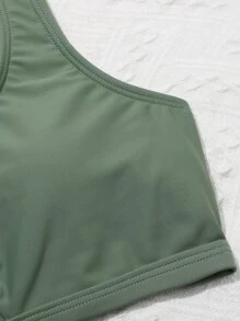 Teen Girls Wrap Cut Out Bikini Set Summer Beach - Green - View 4