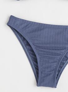 Tween Girl Frill Hem Knot Front Bikini Set Summer Beach - Dusty Blue - View 4