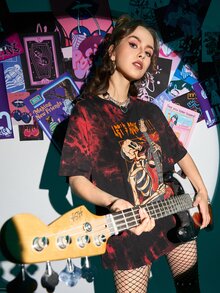 JRart 紮染骷髏標語圖案T恤 - 彩色 - 查看 4