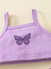 Bebé Top de tirantes con estampado de mariposa con pantalones - Morado - Ver 3