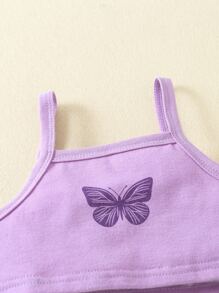 Bebé Top de tirantes con estampado de mariposa con pantalones - Morado - Ver 4