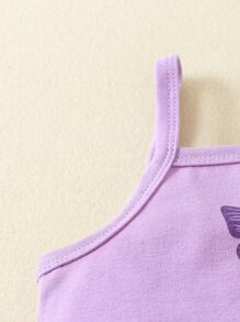Bebé Top de tirantes con estampado de mariposa con pantalones - Morado - Ver 5