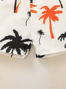 小男童椰子樹和字母圖案背心上衣和短褲