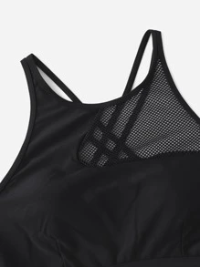 SHEIN Swim Summer Cross Back Bikini Top - Black - View 3