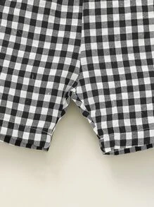 SHEIN Toddler Boys Tank Top & Gingham Print Shorts - Multicolor - View 3