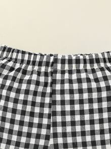 SHEIN Toddler Boys Tank Top & Gingham Print Shorts - Multicolor - View 4