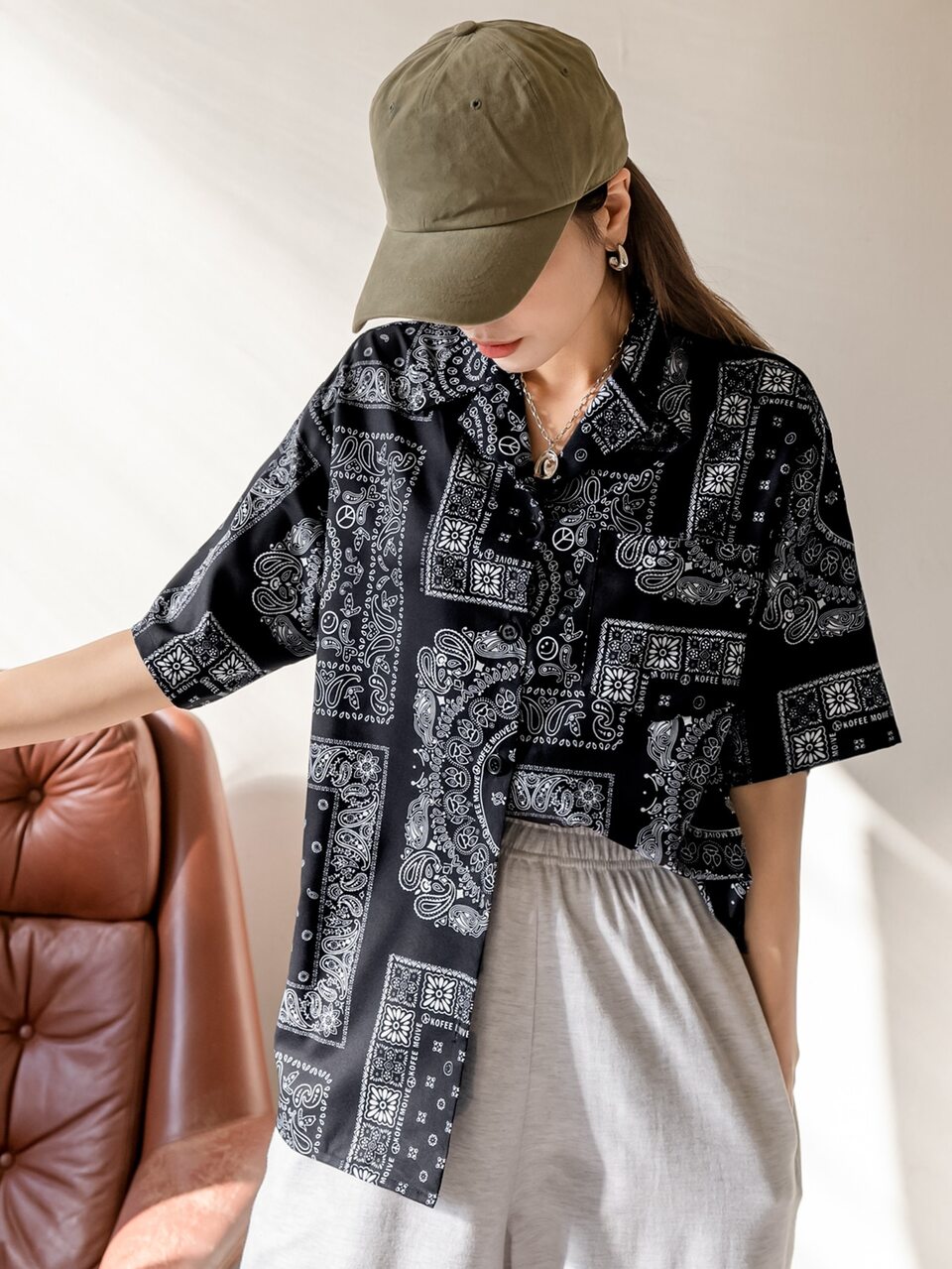 Paisley Scarf Print Button Front Shirt