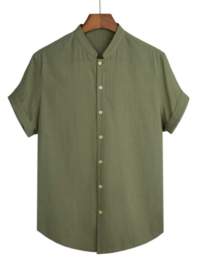 قميص بأزرار بلون موحد للرجال