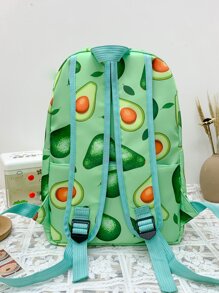 Niñas Mochila clásica con dibujos animados con patrón de aguacate - Verde - Ver 2