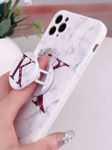 Letter Graphic Phone Case With Stand-Out Phone Grip