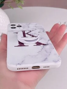 Letter Graphic Phone Case With Stand-Out Phone Grip
