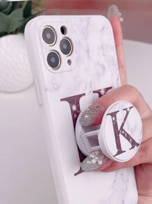 Letter Graphic Phone Case With Stand-Out Phone Grip
