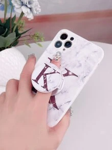Letter Graphic Phone Case With Stand-Out Phone Grip