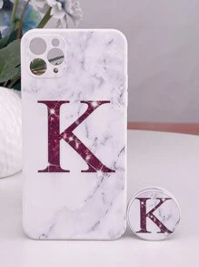 Letter Graphic Phone Case With Stand-Out Phone Grip