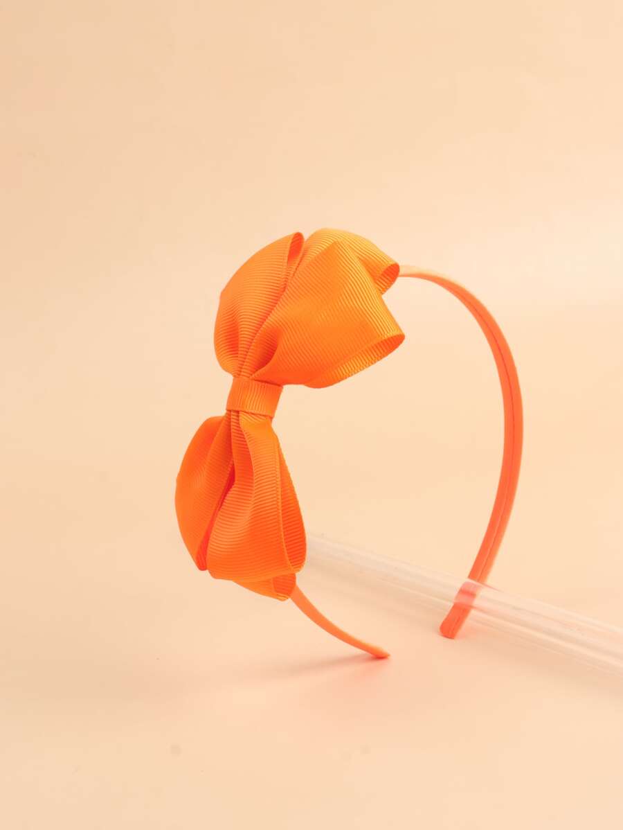 小女童蝴蝶結裝飾髮箍 - 橘色 - 查看 1