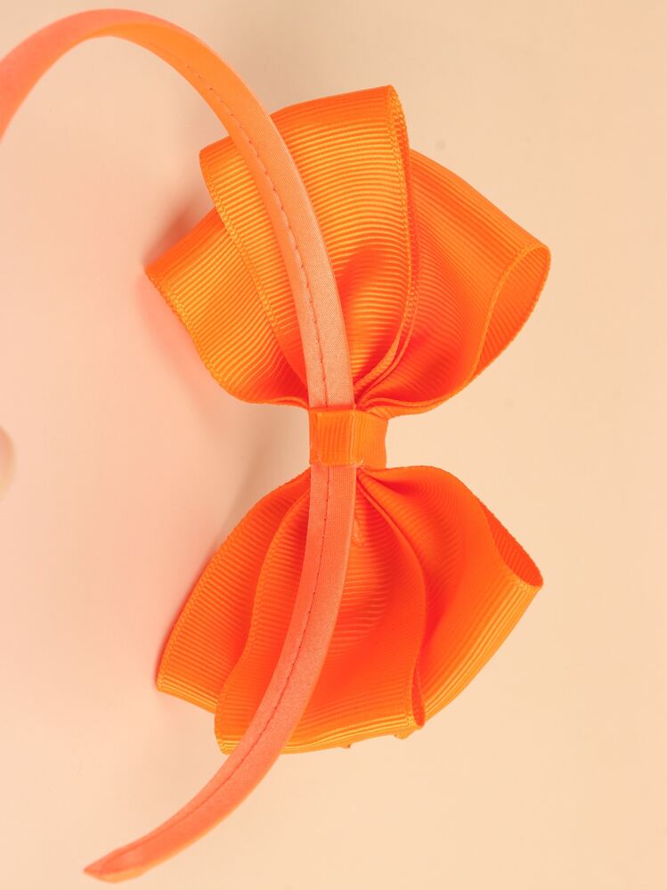 小女童蝴蝶結裝飾髮箍 - 橘色 - 查看 2