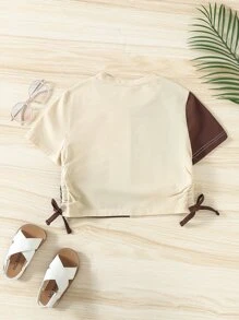 Tops con gái Thắt nút Xù Khối Màu Giải trí - Nhiều màu - Xem 2