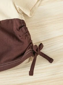 Tops con gái Thắt nút Xù Khối Màu Giải trí - Nhiều màu - Xem 4