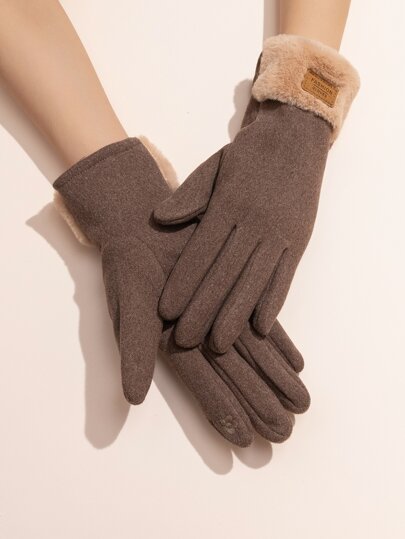 手袋 ファジー ヘム