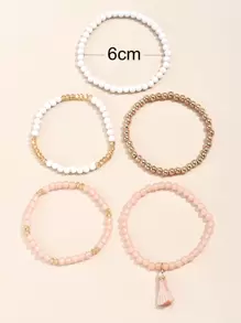 Bohemian Style 5pcs/Set Beaded Tassel Charm Bracelet Set For Women - Multicolor - View 3
