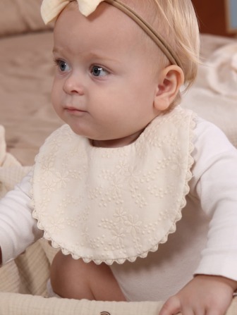 Baby Flower Embroidered Bib