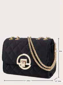 Lightweight,Business Casual Mini Minimalist Quilted Metal Lock Chain Shoulder Bag, Flap Clutch Bag Evening Bag With Detachable Chain, Crossbody Shoulder Bag For Women Chain Strap Clutch Square Satchel Handbag Purse, Handbag For Women's Makeup Soft Clutch Purse For Teen Girls Women College Students,Rookies & White-Collar Workers Perfect For Office,College,Work ,Business,Commute,Outdoors, Travel, Outings - Black - View 4