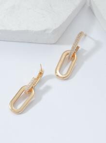 2 chiếc bông tai khóa đôi bằng đồng dát đá Cubic Zirconia Thích hợp cho phụ nữ hàng ngày, tiệc tùng, hẹn hò - Vàng - Xem 2