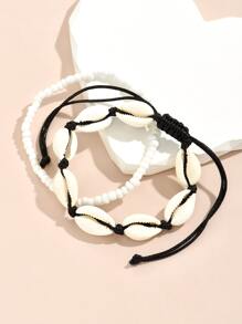 2 cái Shell trang trí vòng chân - Đen và trắng - Xem 2